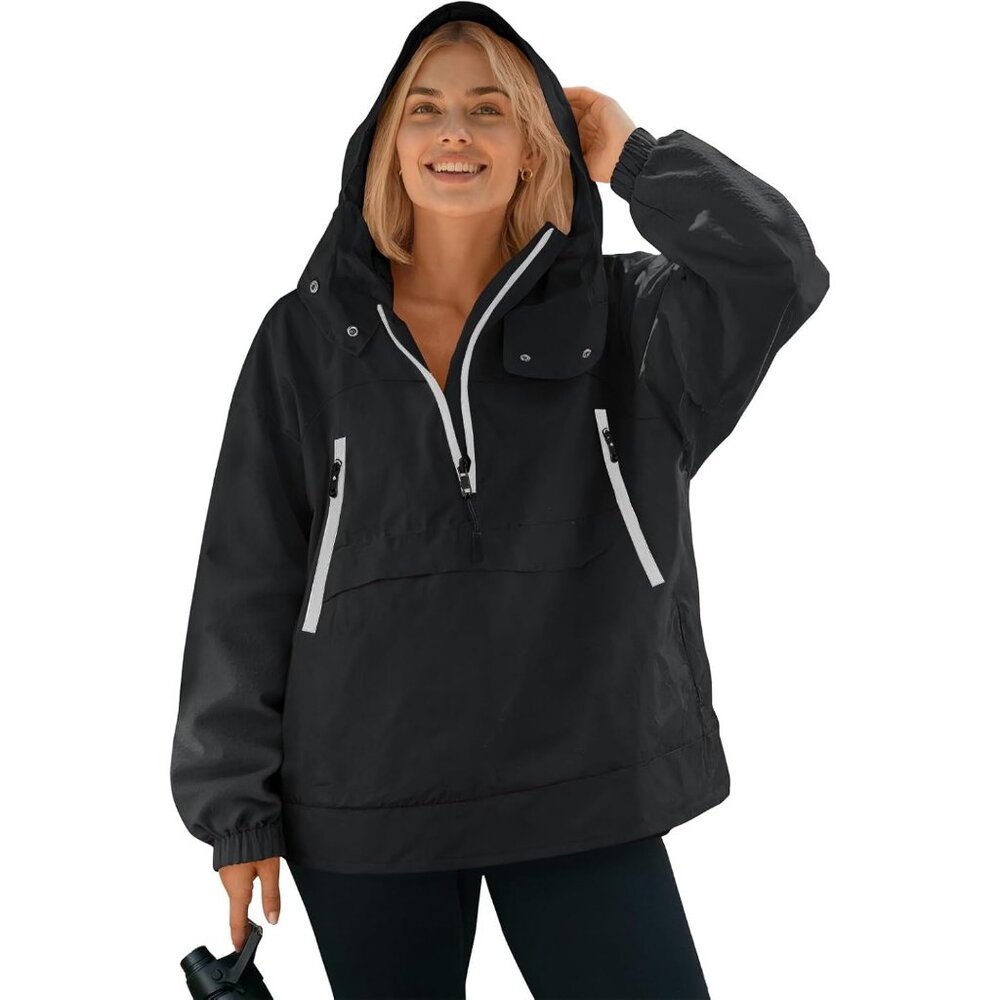 Women's Lined Waterproof Pullover Rain Jacket wit… - image 1